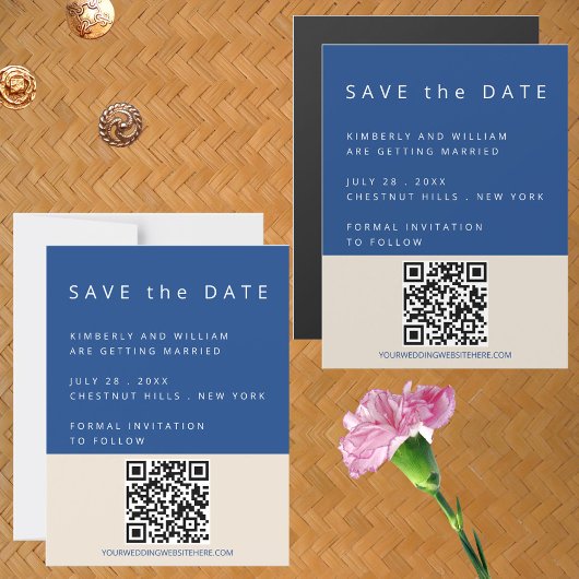 Marseille Bleu Eindeutiger QR-Code Save the Date e Magneteinladung