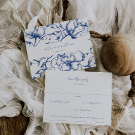 Marseille Bleu Garden Floral Wedding RSVP Karte