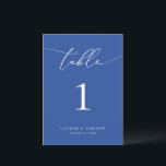 Marseille Bleu Minimalistisch Wedding Tischnummer<br><div class="desc">(**BITTE BEACHTEN SIE: Um zu bestellen,  passen Sie einfach Ihre Tischnummer (und Name/Datum) an und fügen Sie jede Nummer einzeln in Ihren Warenkorb ein. Dann Karo raus,  sobald du fertig bist.) Schön,  elegant,  modern und minimalistisch,  Tischnummer-Karte. Vollständig anpassbar mit Ihren Namen (oder Ereignisname) und Datum.</div>