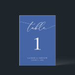 Marseille Bleu Minimalistisch Wedding Tischnummer<br><div class="desc">(**BITTE BEACHTEN SIE: Um zu bestellen,  passen Sie einfach Ihre Tischnummer (und Name/Datum) an und fügen Sie jede Nummer einzeln in Ihren Warenkorb ein. Dann Karo raus,  sobald du fertig bist.) Schön,  elegant,  modern und minimalistisch,  Tischnummer-Karte. Vollständig anpassbar mit Ihren Namen (oder Ereignisname) und Datum.</div>