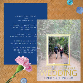 Marseille Bleu Modernes Minimales Foto Hochzeit Folieneinladung