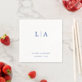 Marseille Bleu Monogram Simple Minimalistisch Wedd Serviette (Beispiel)