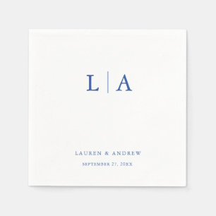 Marseille Bleu Monogram Simple Minimalistisch Wedd Serviette