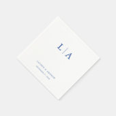 Marseille Bleu Monogram Simple Minimalistisch Wedd Serviette (Ecke)