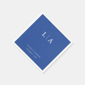 Marseille Bleu Monogram Simple Minimalistisch Wedd Serviette (Ecke)