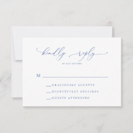 Marseille Bleu und White Minimalistisch Wedding RSVP Karte