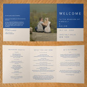 Marseille Bleu Wedding Welcome Letter Itinerary Dreifach-gefaltete Programmkarte