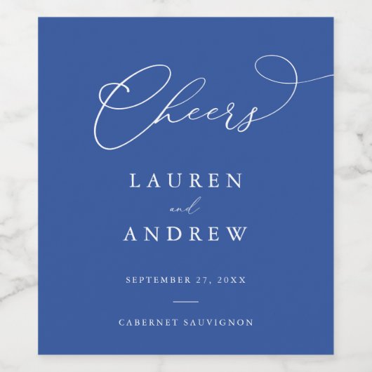 Marseille Bleu Wedding Wine Label Weinetikett (Einzelnes Label)