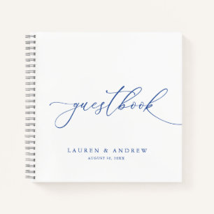 Marseille Bleu White Minimalistisch Wedding Guestb Notizblock