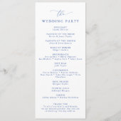 Marseille Bleu & White Minimalistische Hochzeit Programm (Rückseite)