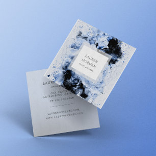 Marseille Blue Abstrakt Floral Quadratische Visitenkarte