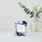 Marseille Blue Abstrakt Floral Quadratische Visitenkarte (Stehend Vorderseite)