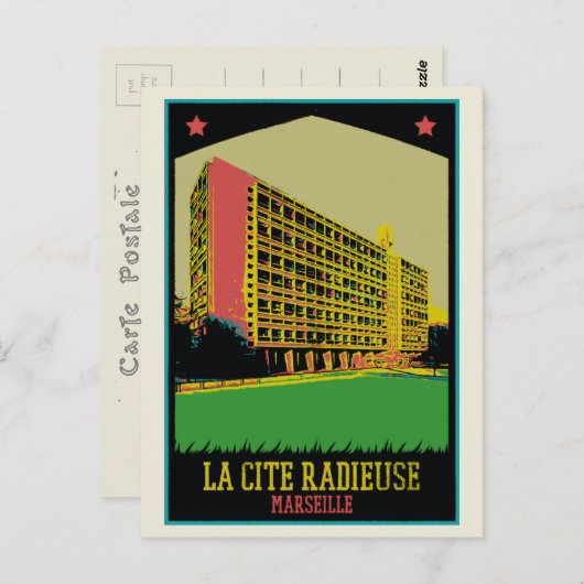 Marseille Cite Radieuse Illustration Frankreich Postkarte (Vorne/Hinten)
