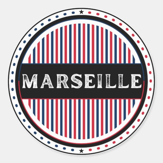 Marseille City Pride Emblem – French Identity Runder Aufkleber (Vorderseite)