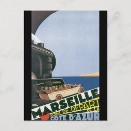 Marseille Cote D'Azur Vintage Travel Poster Postkarte