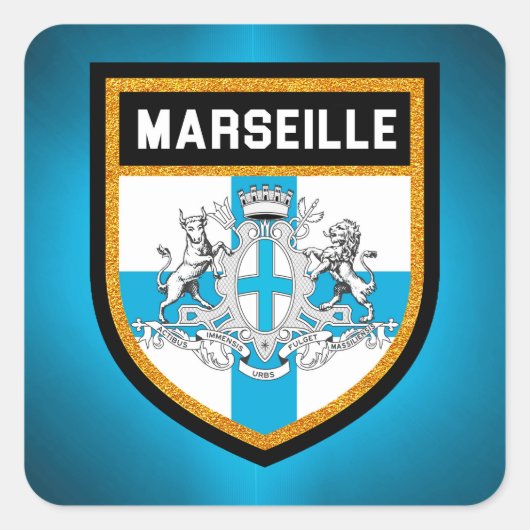 Marseille Flag Quadratischer Aufkleber (Vorderseite)