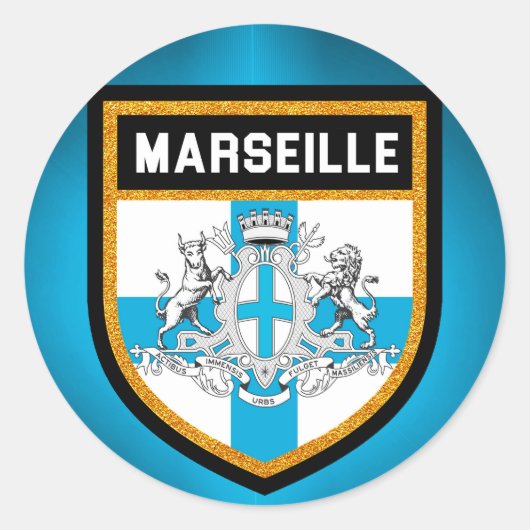 Marseille-Flagge Runder Aufkleber (Vorderseite)