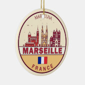 Marseille France City Skyline Emblem Keramik Ornament (Rechts)