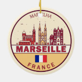 Marseille France City Skyline Emblem Keramik Ornament (Hinten)