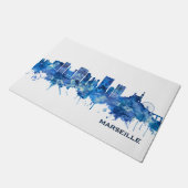 Marseille France Skyline Blue Fußmatte (Schrägansicht)
