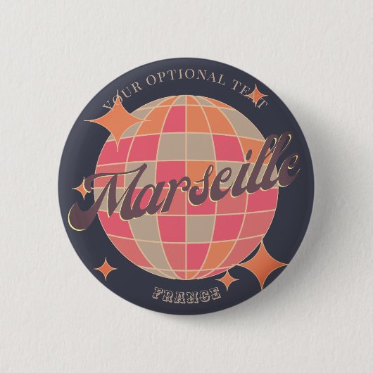 Marseille France Stadt Modeerscheinung Rosa Diskot Button (Vorderseite)