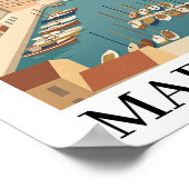 Marseille France Vintage Minimalist Travel Poster (Ecke)