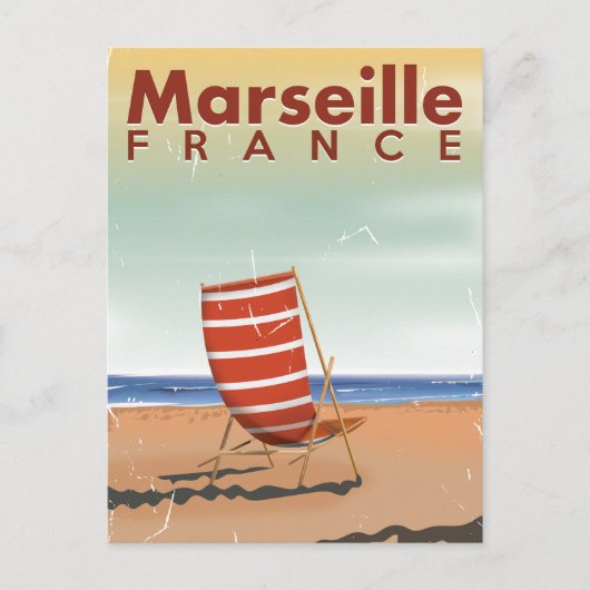 Marseille France Vintage Reiseplakat Postkarte (Vorderseite)