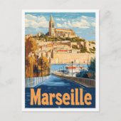 Marseille France Vintage Travel Illustration Postkarte (Vorderseite)