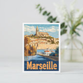 Marseille France Vintage Travel Illustration Postkarte (Stehend Vorderseite)