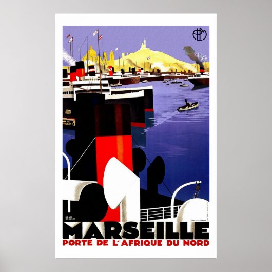 Marseille, France Vintage Travel Poster (Vorne)