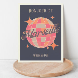 Marseille Frankreich Party Reise bonjour Disco-Kug Postkarte