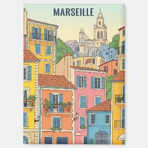 Marseille Frankreich Reise Illustration Magnet