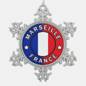 Marseille Frankreich Schneeflocken Zinn-Ornament (Vorderseite)