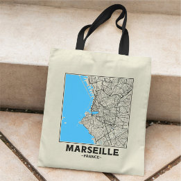 Marseille, Frankreich Stadtplan-Tasche Tragetasche