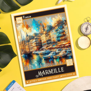 Marseille, Frankreich Vintage-Gemälde Postkarte