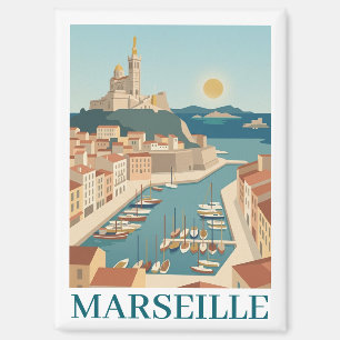 Marseille Frankreich Vintage Minimalistisches Reis Magnet