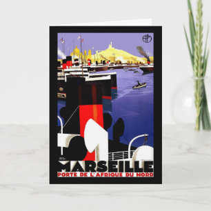 Marseille, Frankreich Vintage Reise Karte