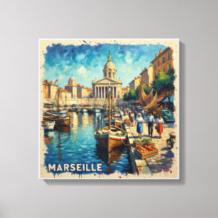 Marseille Hafen Vintage Port Gespannte Leinwand