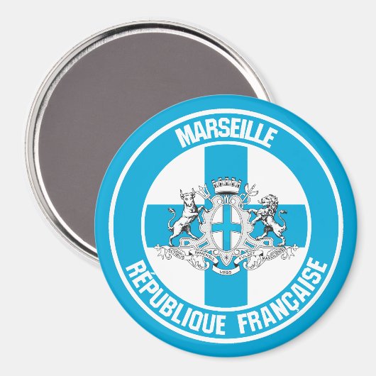 Marseille Round Emblem Magnet (Vorderseite/Rückseite)