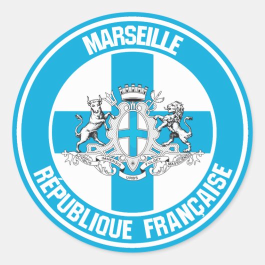 Marseille Round Emblem Runder Aufkleber (Vorderseite)