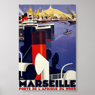 Marseille Vintage-Reiseplakat restauriert Poster
