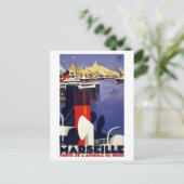 Marseille Vintage Reiseposter Zurück Postkarte (Stehend Vorderseite)