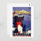 Marseille Vintage Reiseposter Zurück Postkarte (Vorne/Hinten)