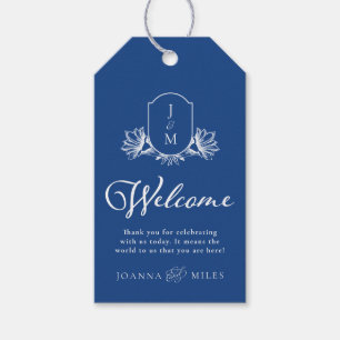 Marseilles Bleu Wedding Monogram Wappen Willkommen Geschenkanhänger