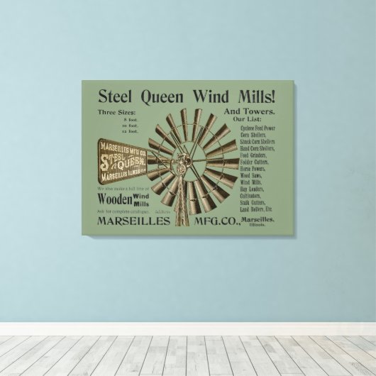 MARSEILLES ILLINOIS STAHL QUEEN WIND MILLS FARM LEINWANDDRUCK (Insitu (Holzboden))