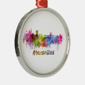 Marseilles skyline im Watercolor Silbernes Ornament (Rechts)