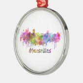 Marseilles skyline im Watercolor Silbernes Ornament (Links)