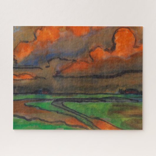 Marsh Landschaft unter roten Wolken | Emil Nolde | Puzzle (Horizontal)