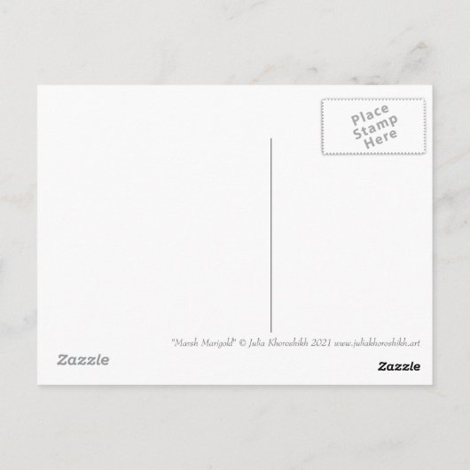 Marsh Marigold Summer Wildblumen Blumengemälde Postkarte (Rückseite)