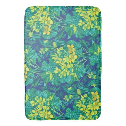 Marsh Marigold Wildblumen Gelbe Blumenmuster Badematte (Vorderseite Vertikal)
